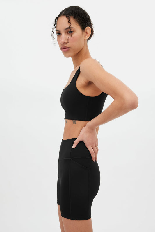 Black Compressive Pocket Run Short