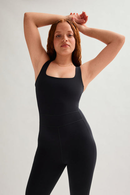 Black Luxe Paneled Unitard